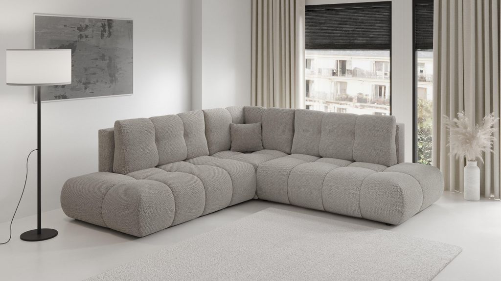 Masseno Ecksofa DUCA II R-S mit Schlaffunktion L-Form, Sofa mit Bettkasten, Wohnzimmersofa, Couch, Soffa, Bettsofa, Couchgarnitur- Grau, CURIO 83