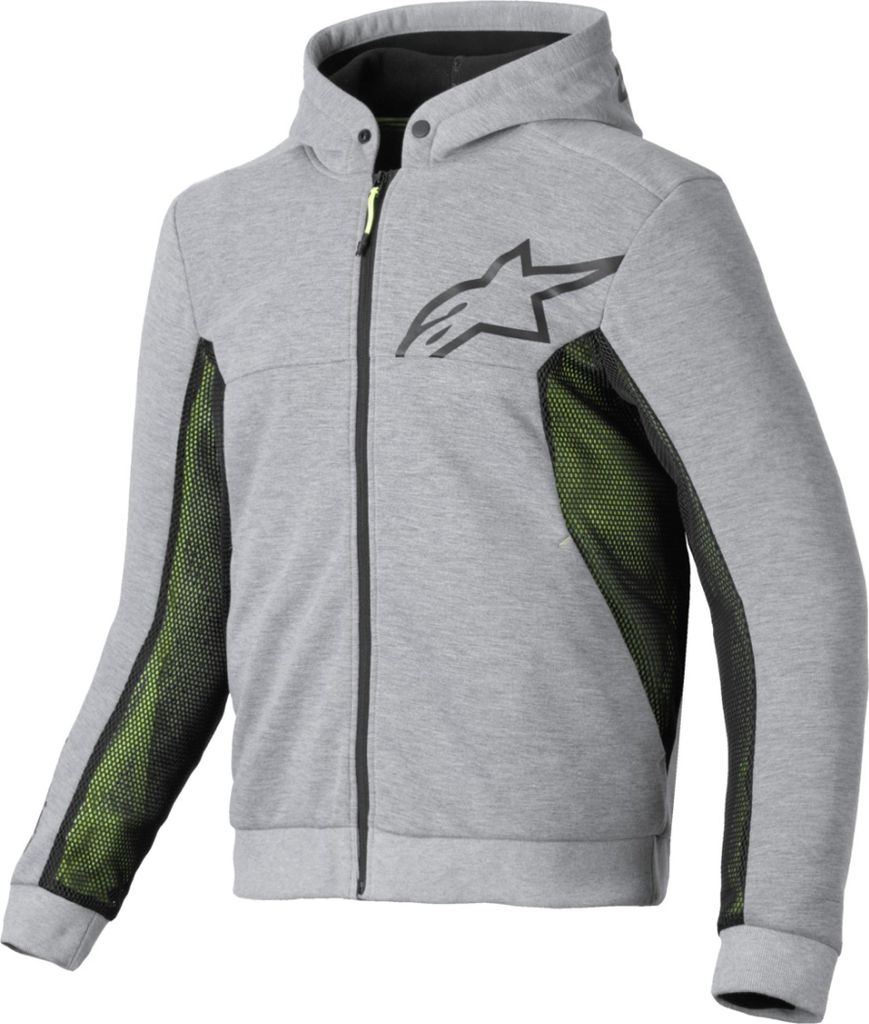 Alpinestars Chrome Air Sport Motorrad Zip Hoodie, hellgrau/schwarz/neon-gelb, L
