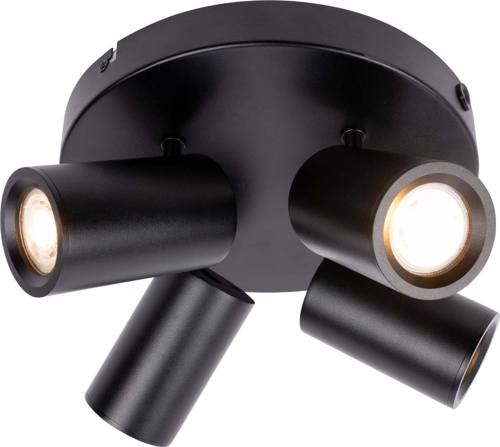Ledvion - SMART LED-Deckenstrahler Schwarz 4-Licht, Dimmbar, 4.9W, RGB+CCT, Quadratisch, Neigbar, GU10-Fassung & Lampe, IP20
