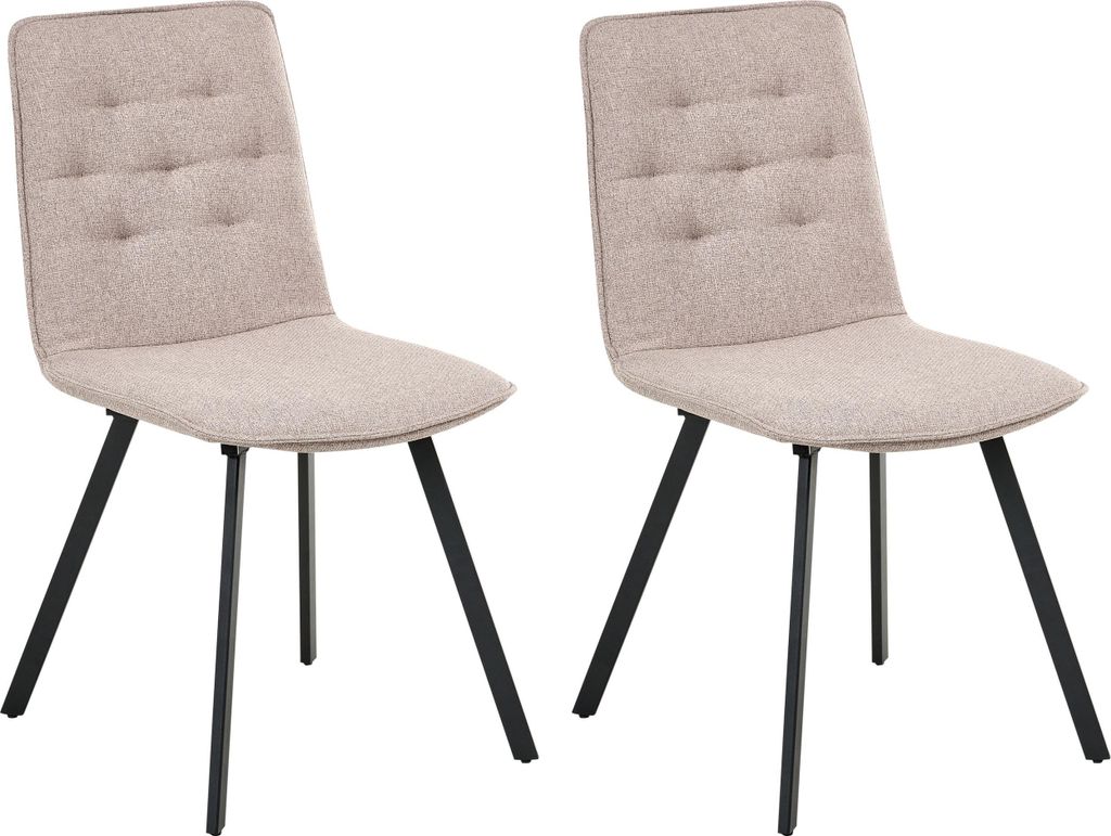 BELIANI Esszimmerstühle 2er Set Hellbraun Stoff Gepolstert mit Schwarzen Beinen Ohne Armlehnen Modern Polsterstühle Küchenstühle Esszimmer Küche