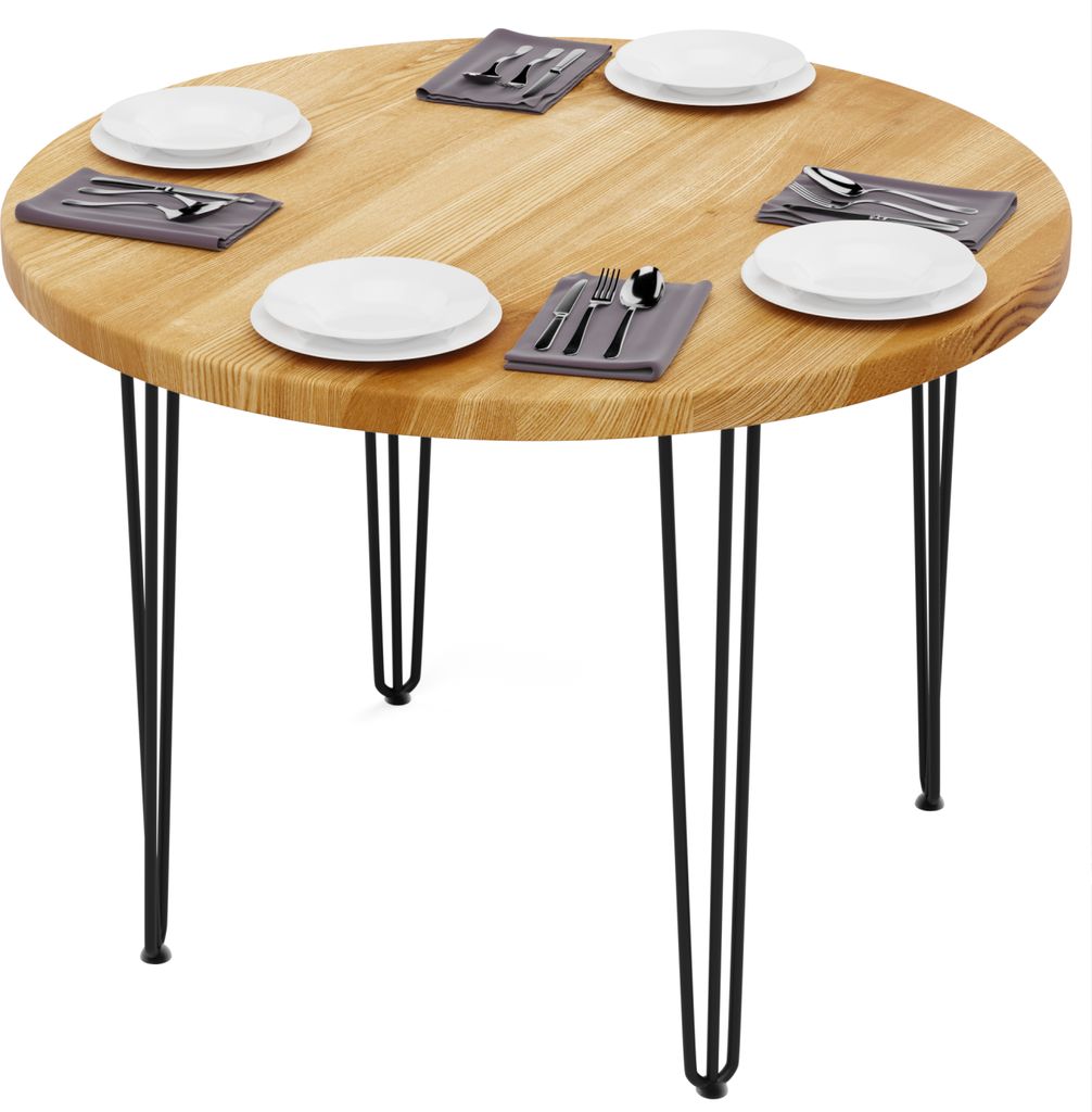 LAMO Manufaktur Esstisch rund 100cm | Wohnzimmertisch Holz, Bistrotisch | Runder Tisch für Küche, Restaurant | Stärke: 40mm, Farbe: Rustikal, Be...