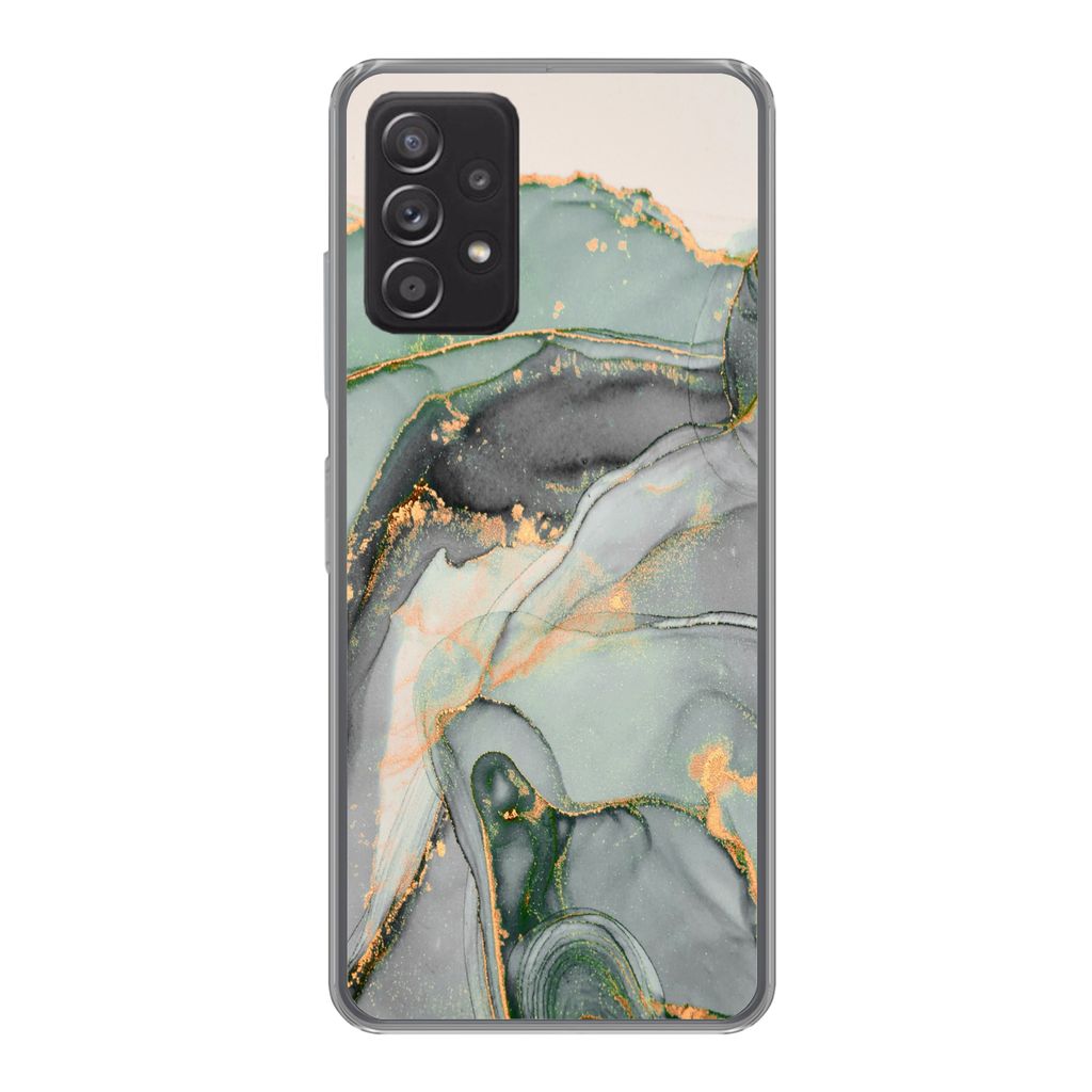 MuchoWow Handyhülle Schutzhülle Hülle für Samsung Galaxy A33 5G Gold - Marmor - Grün - Luxus - Glitzer - Marmoroptik Silikon Softcase Handy ...