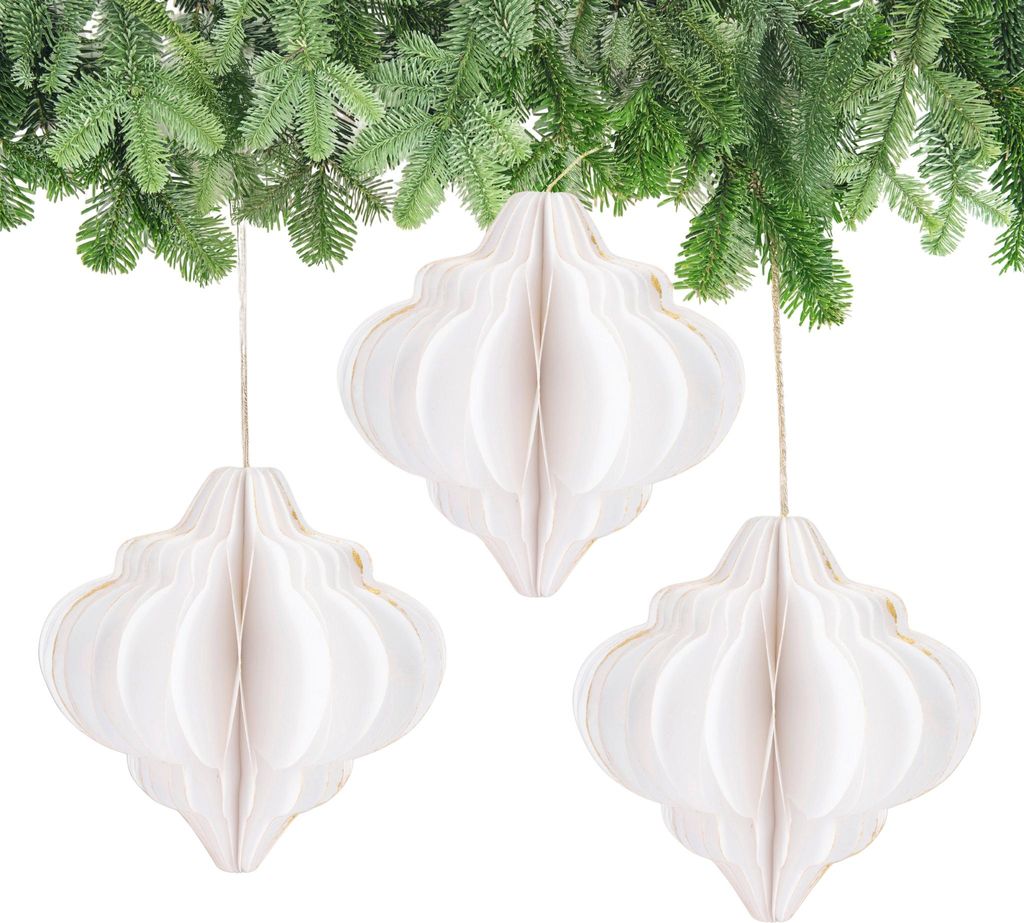 Weihnachtsdeko Ornamente zum Aufhängen Weiß 3er Set
