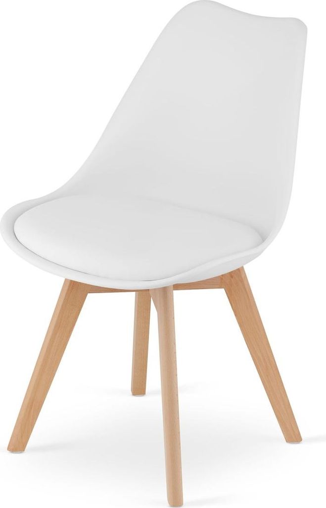 Best For Home Stuhl – Weißer Designstuhl mit Kunstlederpolster & Buchenholzbeinen, 1 Stück – Modern, ergonomisch & vielseitig einsetzbar