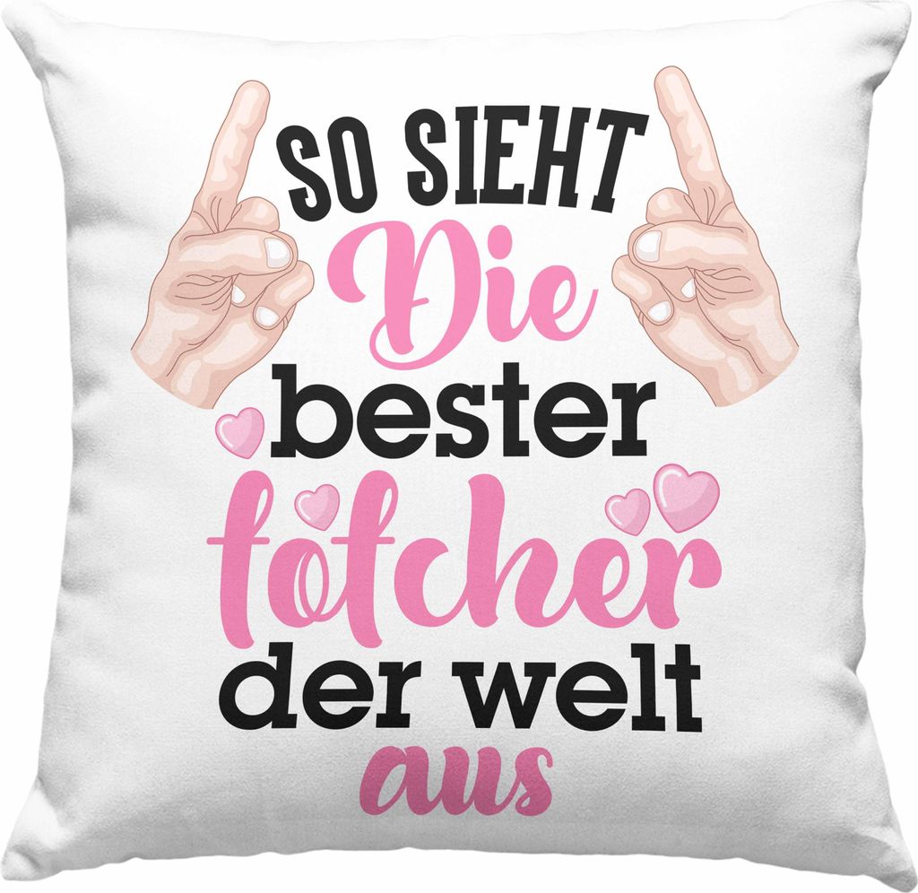 Trendation - Tochter Geschenk Deko-Kissen mit Füllung 40x40 Pink Vater Mama Geschenk für Töchter Spruch Beste Tochter Deko-Kissen mit Füllung ...