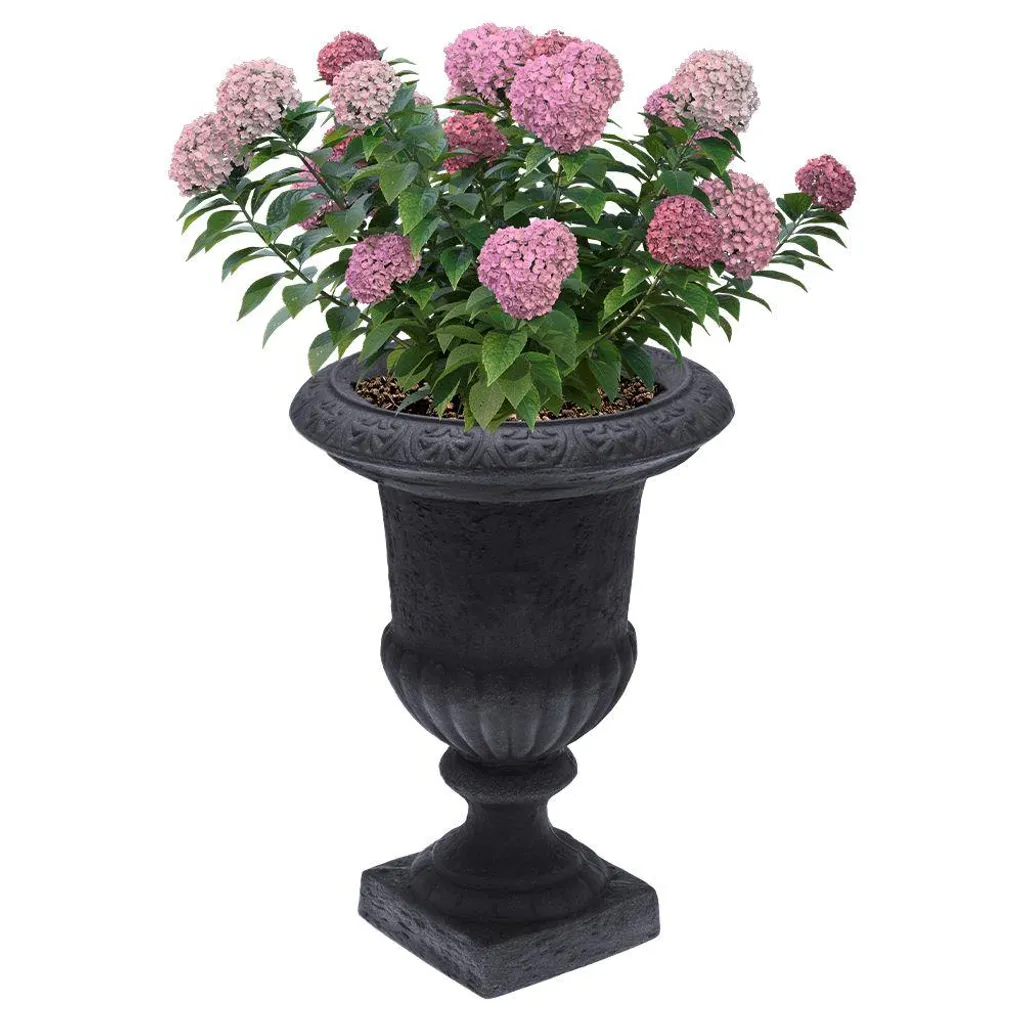 Pot de fleurs anthracite robuste effet pierre pour jardin et balcon - 6