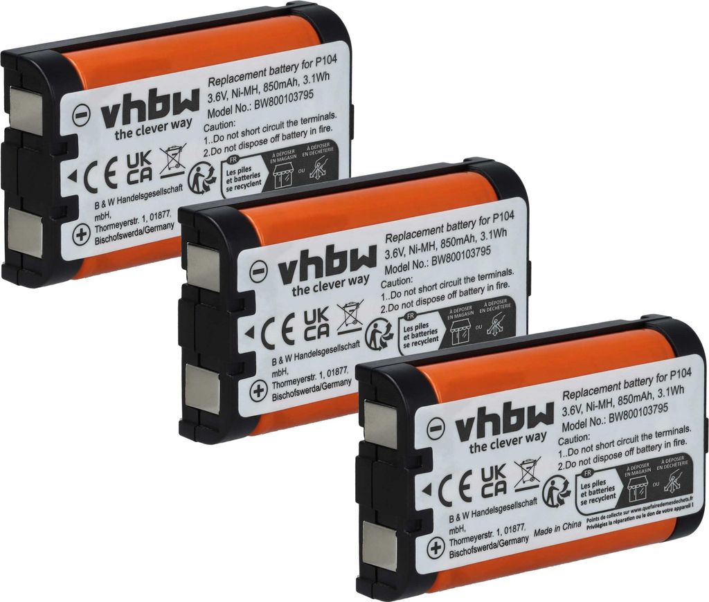 vhbw 3x Akku Ersatz für HHR-P104A, P104A/1B, TL96411, Produktbild 