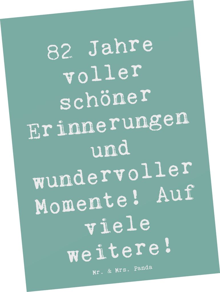 Mr. & Mrs. Panda Postkarte Spruch 82. Geburtstag - Meeresbrise - Geschenk, Feier, Postkarten, Erfahrungen, Glückwunsch, Fotokarte, Alter, Erinneru...