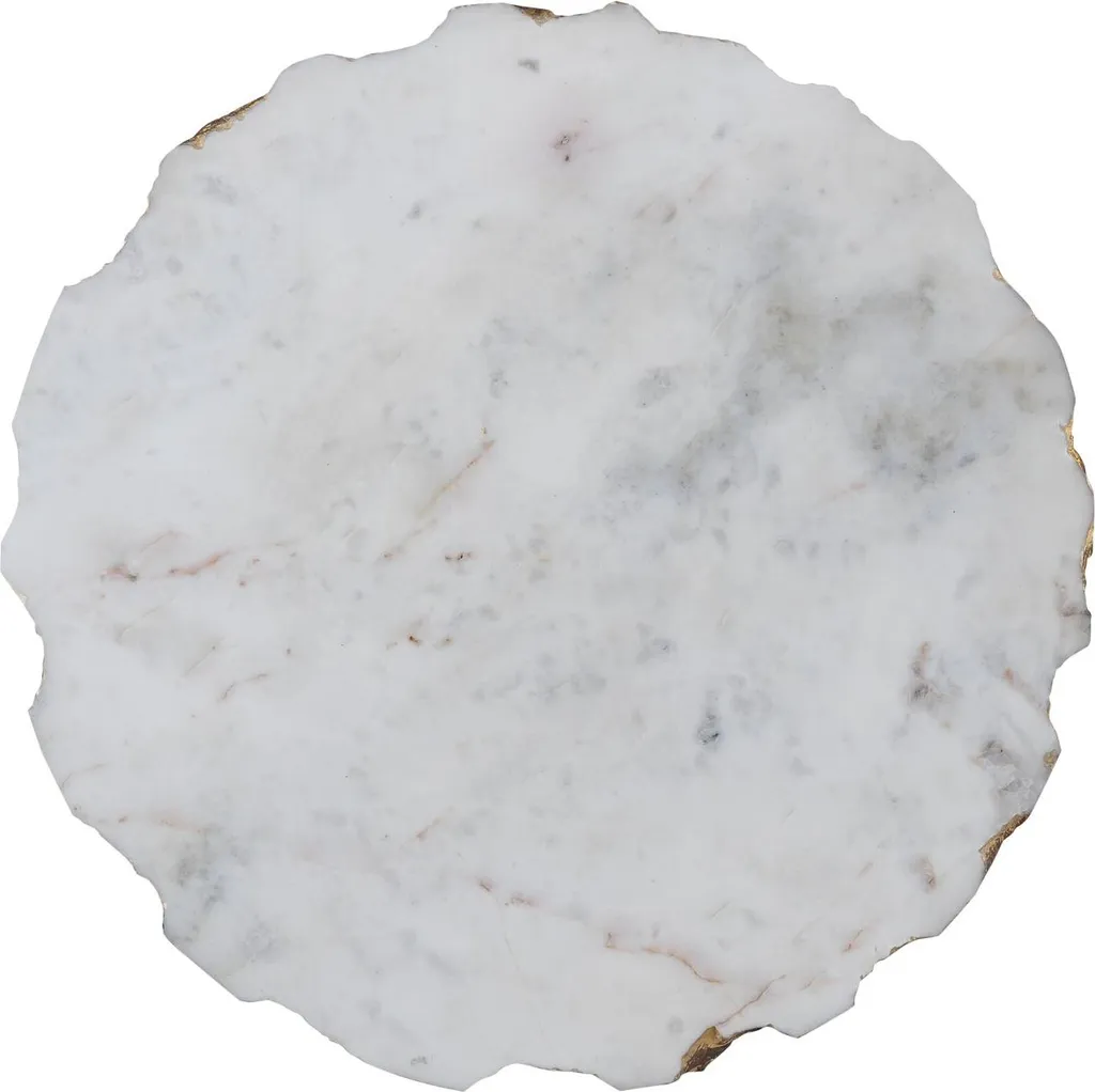 PTMD Alexa Table d'appoint en Marbre Blanc et Or - Ø40 x 55 cm Chic