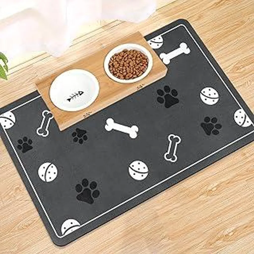 Sottopiatto Ciotole Cane e Gatto 30x50cm Assorbente Grigio Scuro