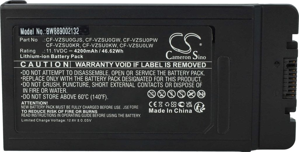 vhbw Akku Ersatz für Panasonic CF-VZSUOGW, CF-VZSUOLW, CF-VZSU0PJS, CF-VZSU0PW, CF-VZSU0PK, CF-VZSU0PR für Notebook (4200 mAh, 11,1 V, Li-Ion)