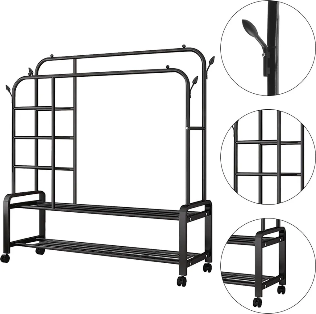 Portemanteau double rangée en métal renforcé haute résistance x2