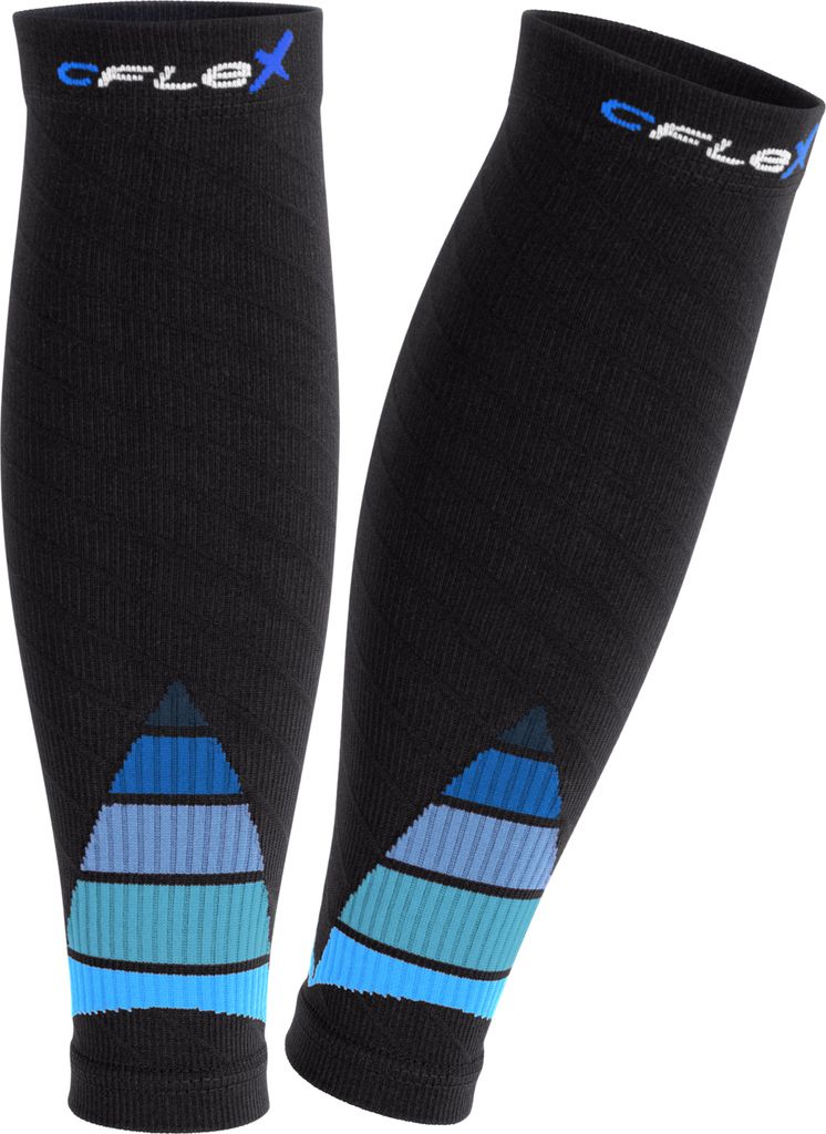 CFLEX Herren & Damen Sport Kompressions Stulpen (1 Paar) Wadenbandage - Schwarz-Blau S-M