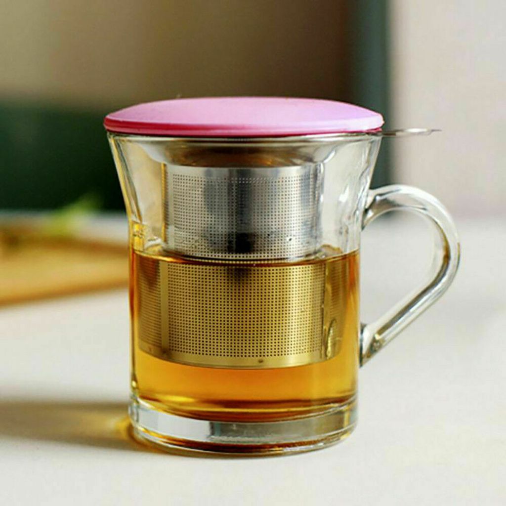 2PCS Teesieb Teefilter mit Deckel Edelstahl rostfrei für Tassen Kannen Infuser 