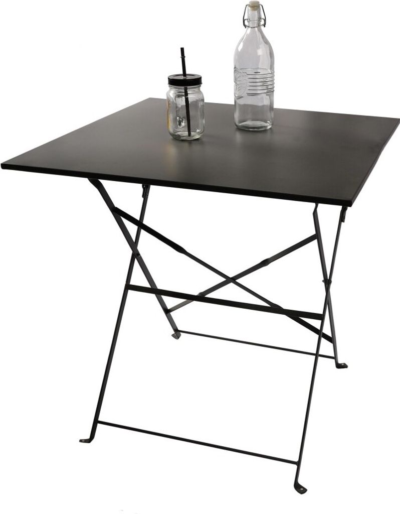 Quadratischer klappbarer Gartentisch – 70x70x70 cm – Graues Metall – Praktisch und robust