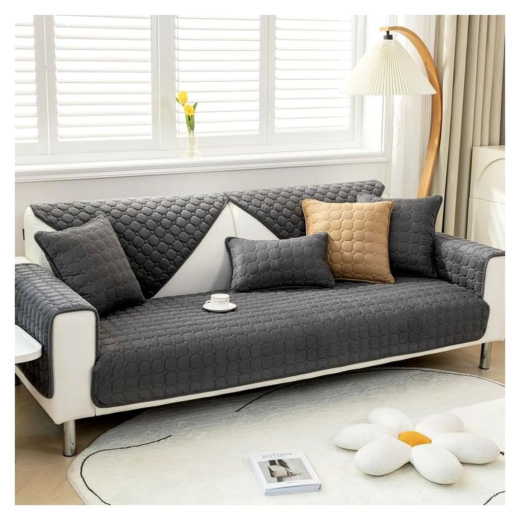 Sofabezug für 1/2/3/4-Sitzer L-Form Sofa, Couch und Sessel, rutschfester Samt Überwurf