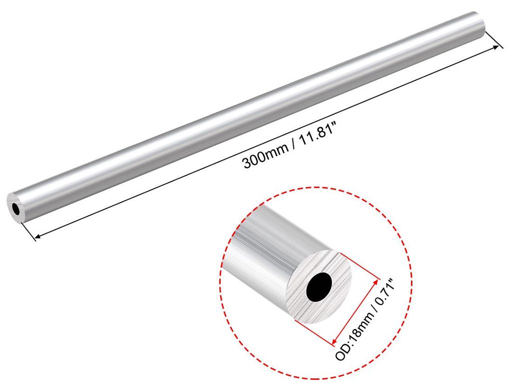 6063 Aluminium Rohr 300mm L?nge Aluplatte Rundrohre, Aluminium Rundrohr 18mm Au?endurchmesser Aluprofil Rohre, Alurohr 7mm Innendurchmesser Alumini...