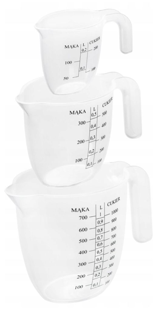 3er Set Küchenmessbecher mit Skala und Griff Produktbild 