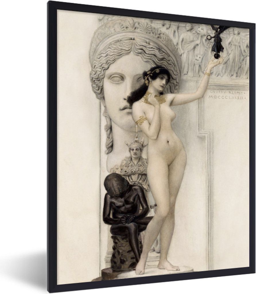 MuchoWow Gerahmtes Poster Allegorie der Bildhauerei - Gustav Klimt 30x40 cm - Poster mit Schwarzem Bilderrahmen Wandposter Rahmen Foto Bilder - W...