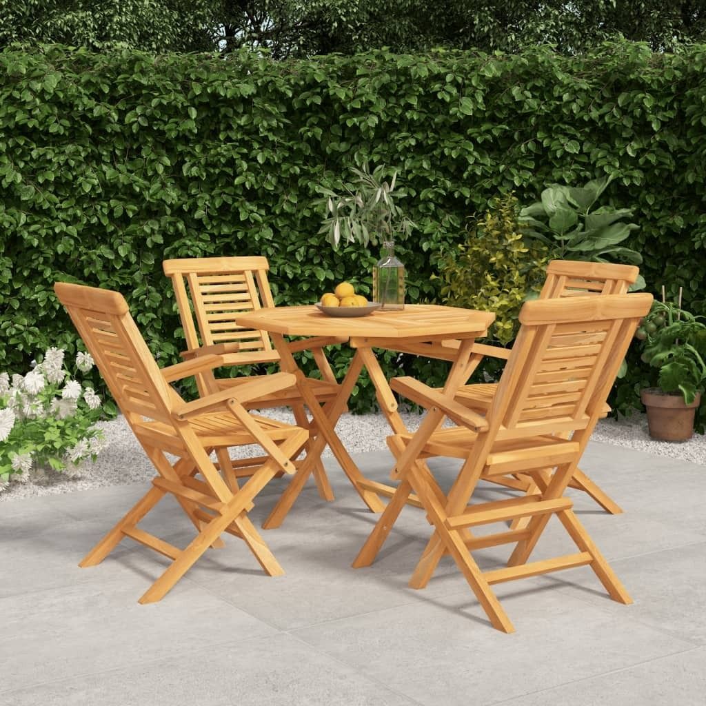 The Living Store 5-tlg. Garten-Essgruppe Massivholz Teak