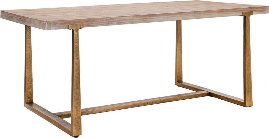 Esstisch Kazimir, Küchenregal, Esszimmertisch, Festes rechteckiges Regal, Gold und Braun, 180x90 h78 cm