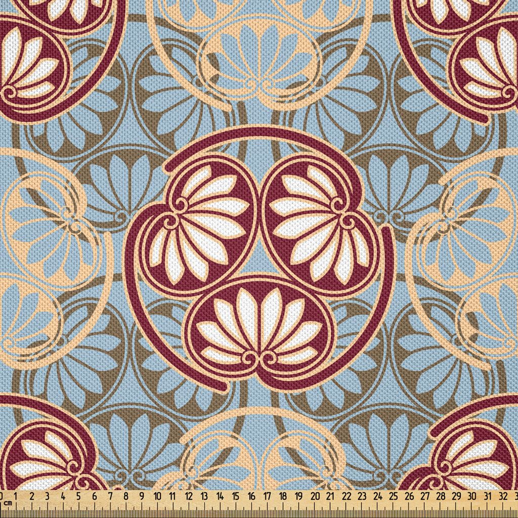 ABAKUHAUS japanisch Satin Stoff als Meterware, Orientalisches Blumenmuster mit asiatischen traditionellen Einflüssen kulturelle Gestaltungselement...