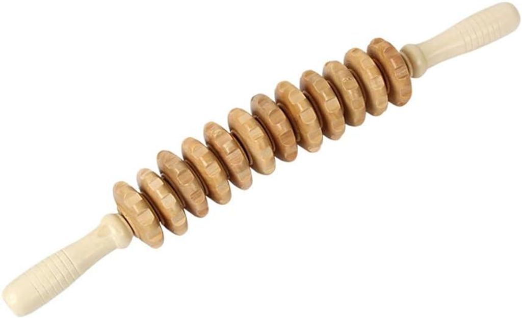Massageroller Holz, Massage Roller mit Griff, Rücken Massagegeräte Holz, Anti Cellulite Maderotherapie Set für Muskel-Tiefengewebe, Gebogenes Ha...
