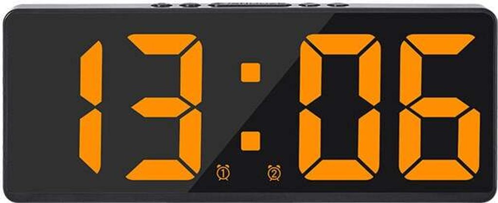 Intelligente digitale APP-Steuerung Zeit/Datum/&Tonaktivierung und Countdown-Funktion Alarm mit Schlummerfunktion - Schwarze Schale Gelbes Licht