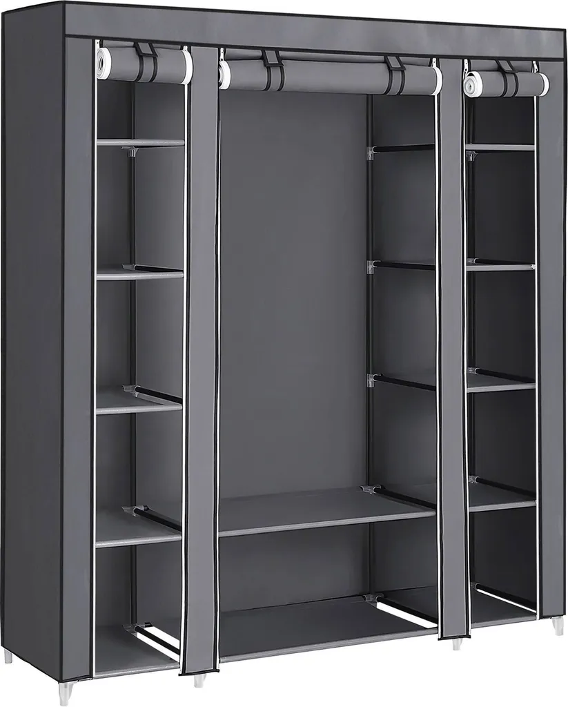 Penderie Souple à Étagères et Tringle Métal Largeur 140 cm Design Pliable