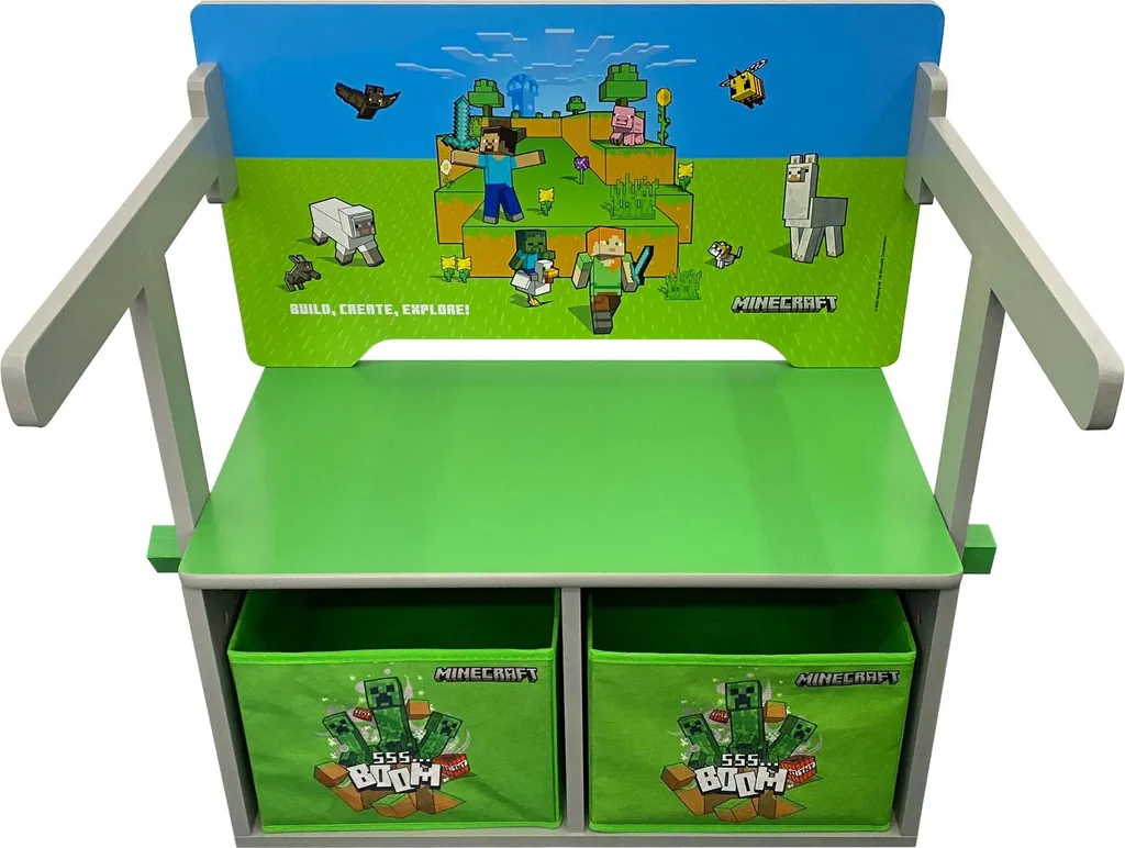 MINECRAFT Banc rabattable et table de jeu pour chambre d'enfant