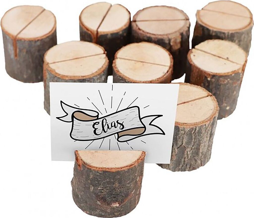 Tischkartenhalter Nummernhalter aus Holz Hochzeit Geburtstag, 9 Stück