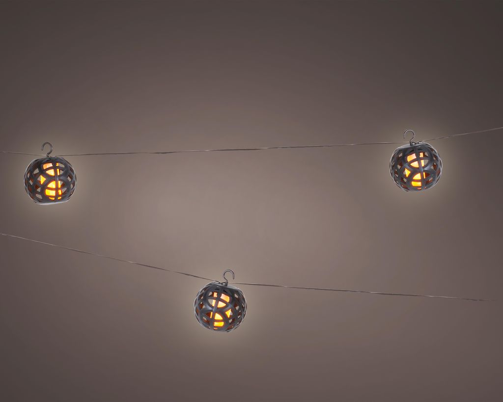 LED solare fata palle effetto fiamma 1,75m plastica bianco Immagine del prodotto 