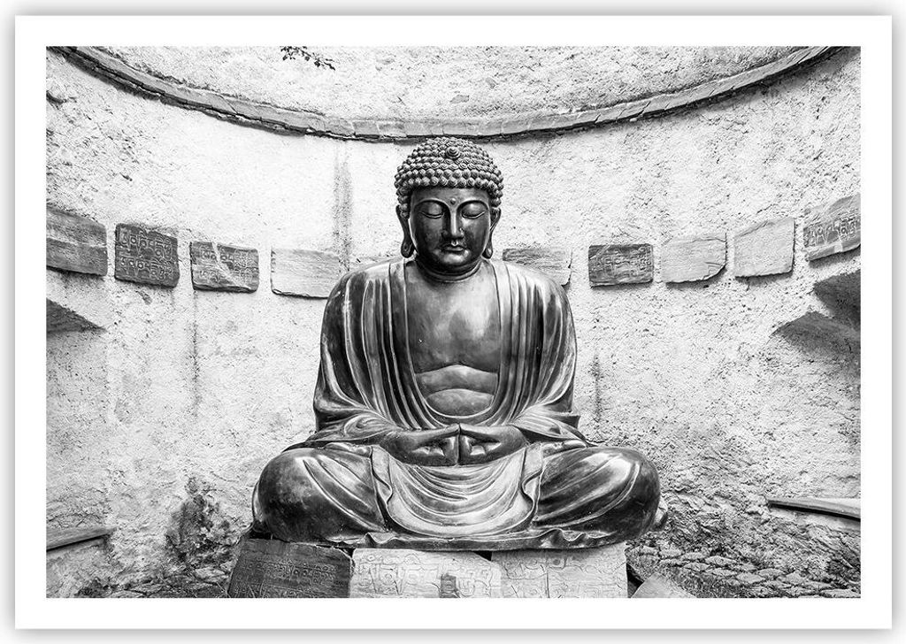 Poster - Poster ohne Rahmen - Japanisch Buddha Statue - 100x70 cm - Wand Bild - Wanddeko - Wandbilder - Kunstposter - Wandposter - Bilder - Kunstdr...