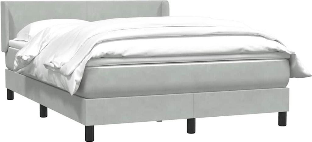 vidaXL Boxspringbett mit Matratze Hellgrau 160x220 cm Samt