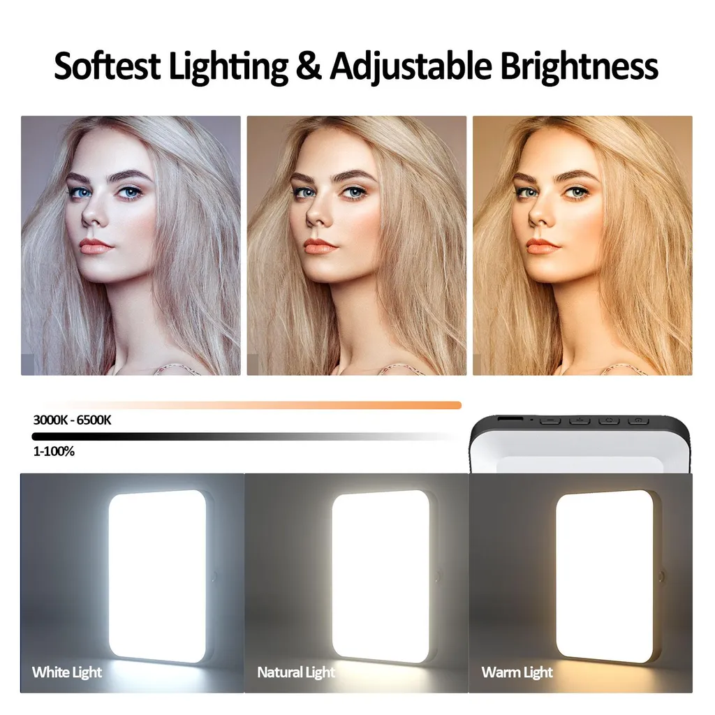 Lampe LED pour Vlog et Visioconférence Batterie 2000mAh Orientable - 2