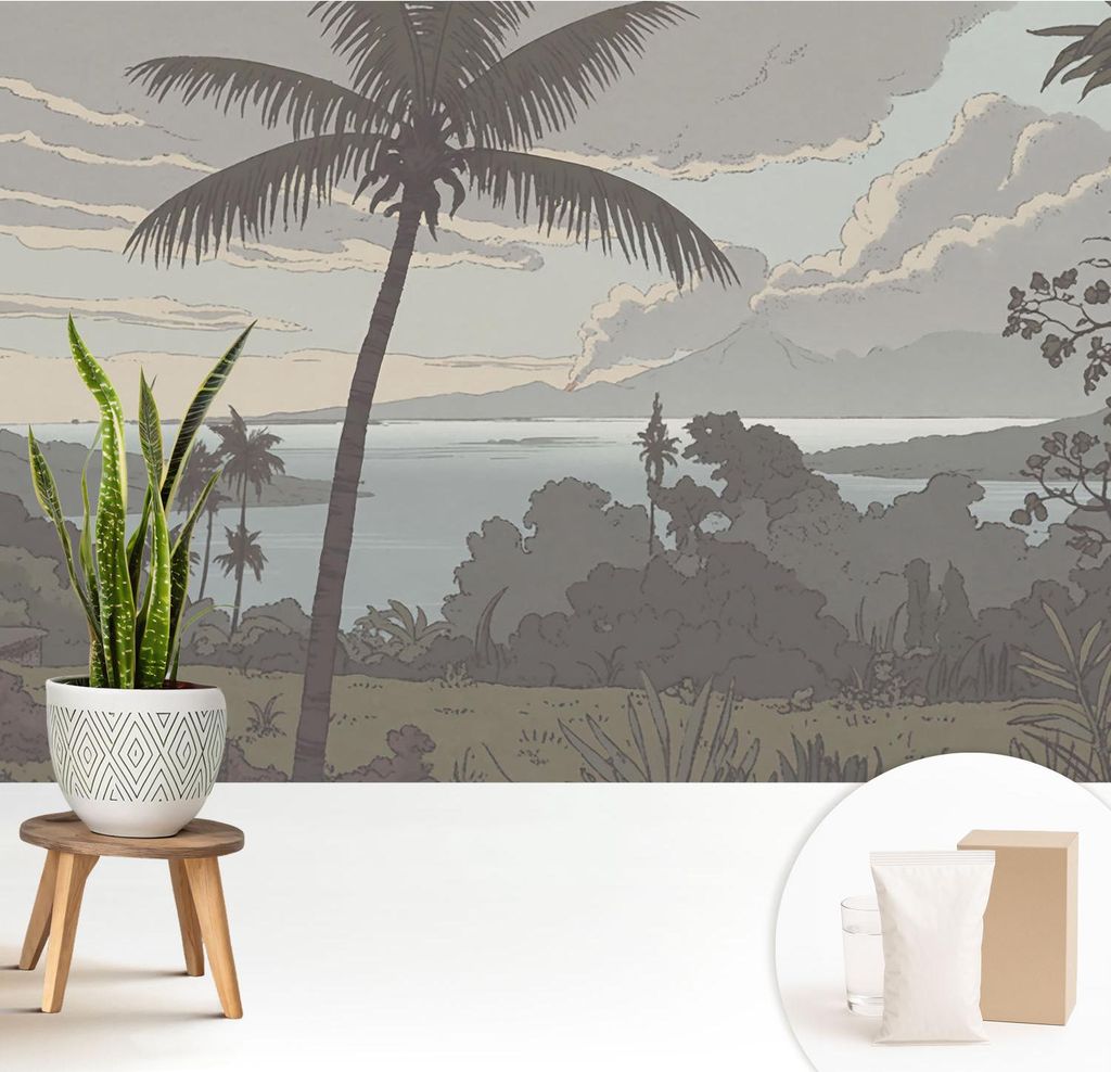Fototapete - 208x146 cm - Tapete - Wandtapete - Wandbilder - Dekofolie - Tapete Folie - Wand - Dekoration - Wohnzimmer - Exotische Landschaft