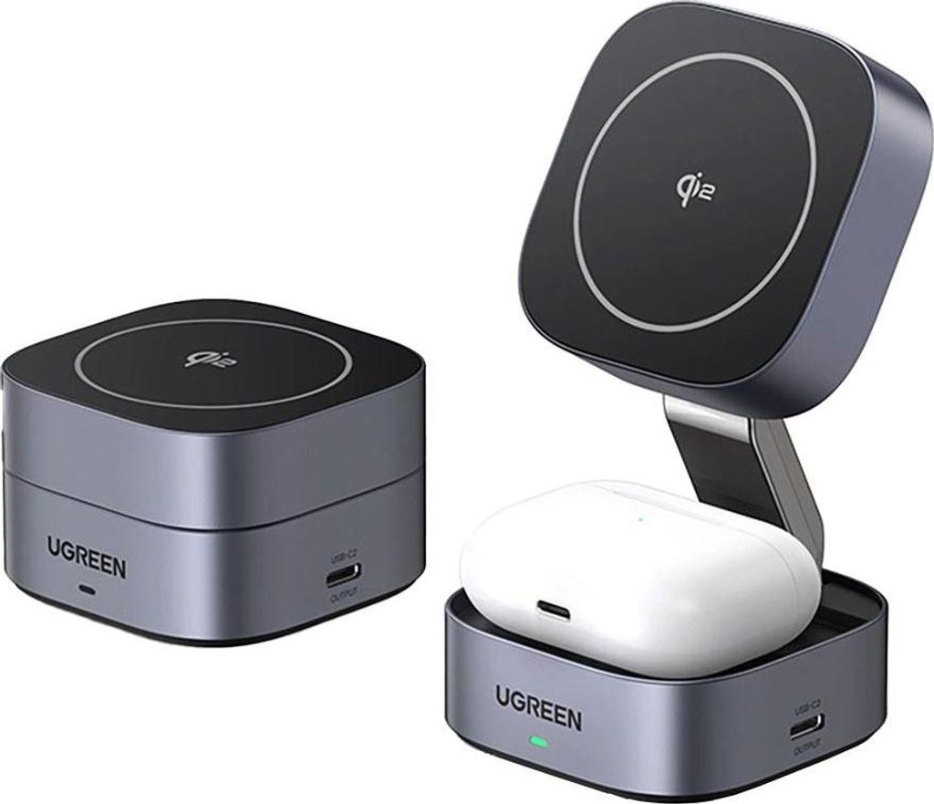 Ugreen 35316, Drinnen, USB, Kabelloses Aufladen, Grau Produktbild 