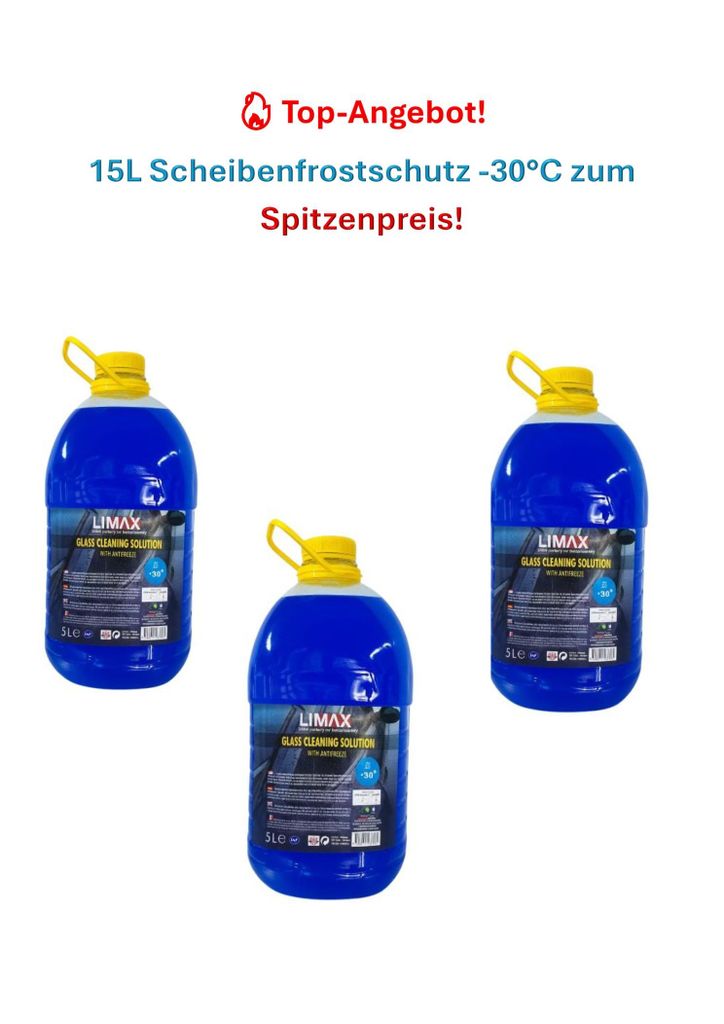 Scheibenfrostschutz Auto -30 °C | Winter Scheibenwischwasser & Glasreiniger | Blau | 15 Liter