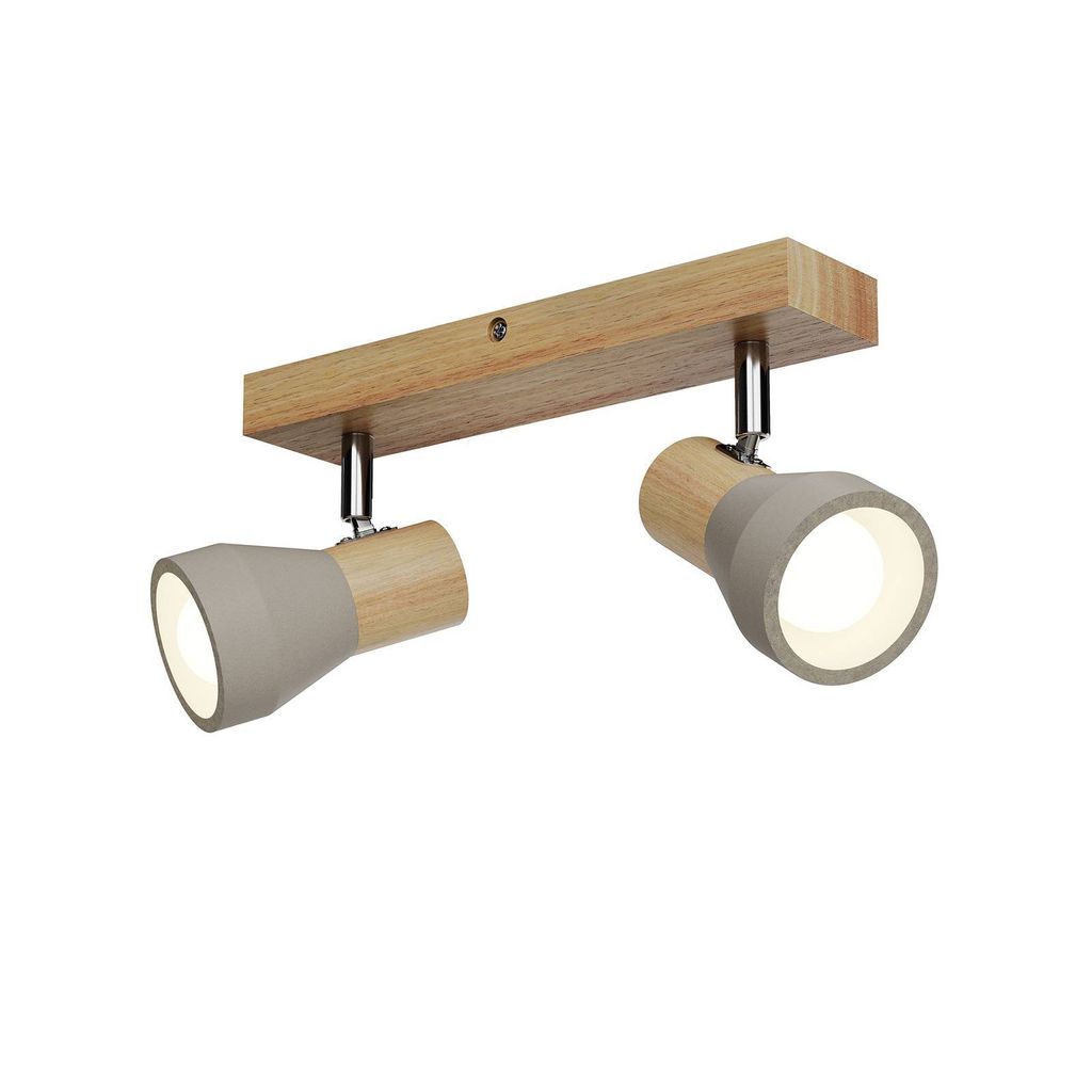 Lindby Strahler Filiz, 2-flammig, 27 cm, Holz, Beton, E14