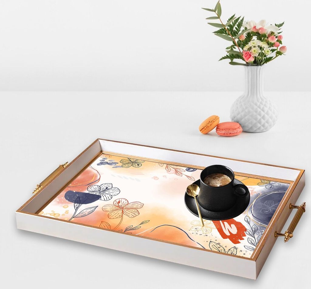Evila Originals, TPB9795, Tablett, Mehrfarbig, 100 % GLAS, 50 x 29 x 3,5 cm