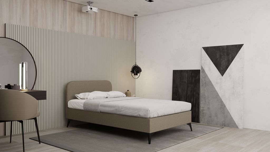 Polsterbett MAVILO - Komfortbett mit Stauraum, Doppelbett, 140x200cm, Braun, Taschenfederkernmatratze, H2/H3