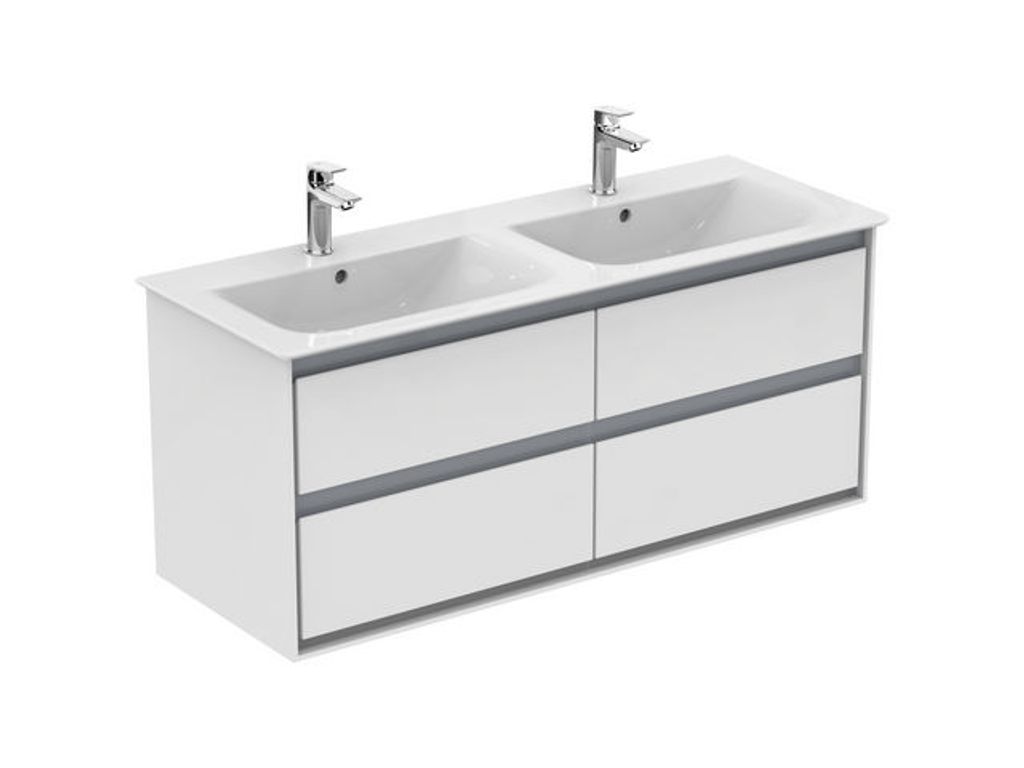 Ideal Standard Möbeldoppelwaschtisch-Unterschrank CONNECT AIR 1200 x 440 x 517 mm braun matt / weiß matt