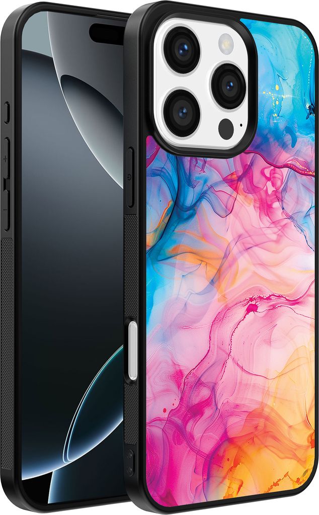 Smartphonica Telefon Fall geeignet für iPhone 16 Pro mit Regenbogen Acryl Marmor Print - TPU Backcover Fall Regenbogen Acryl Marmor Design