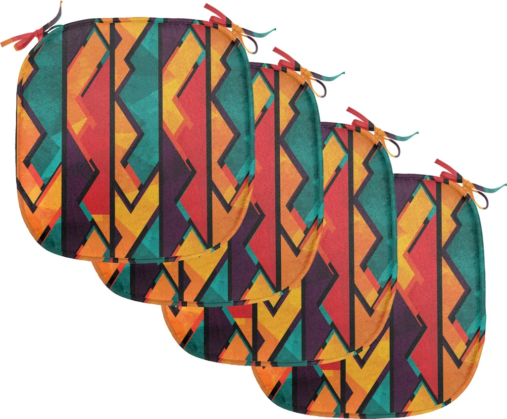 Coussin Décoratif Géométrique avec Sangles, Lot de 4 Assises de 40 cm