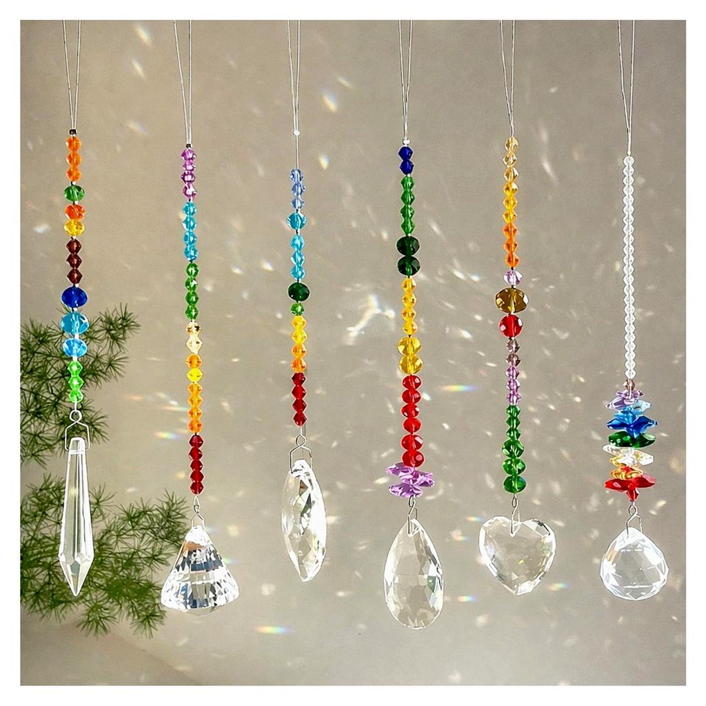 Sonnenfänger Kristall Regenbogen, Suncatcher Chakra Perlen Fensterdekoration, für hängende Prisma Ornamente, 5 Stück