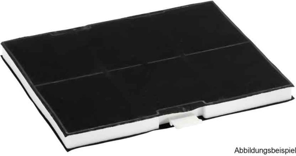 A black carbon filter with white foam edges, shown from a diagonal angle.
