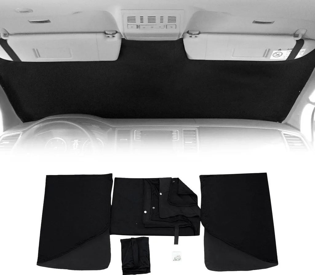 Tendine parabrezza su misura per VW T5 & T6 Caravelle Camping Nero 3 pezzi