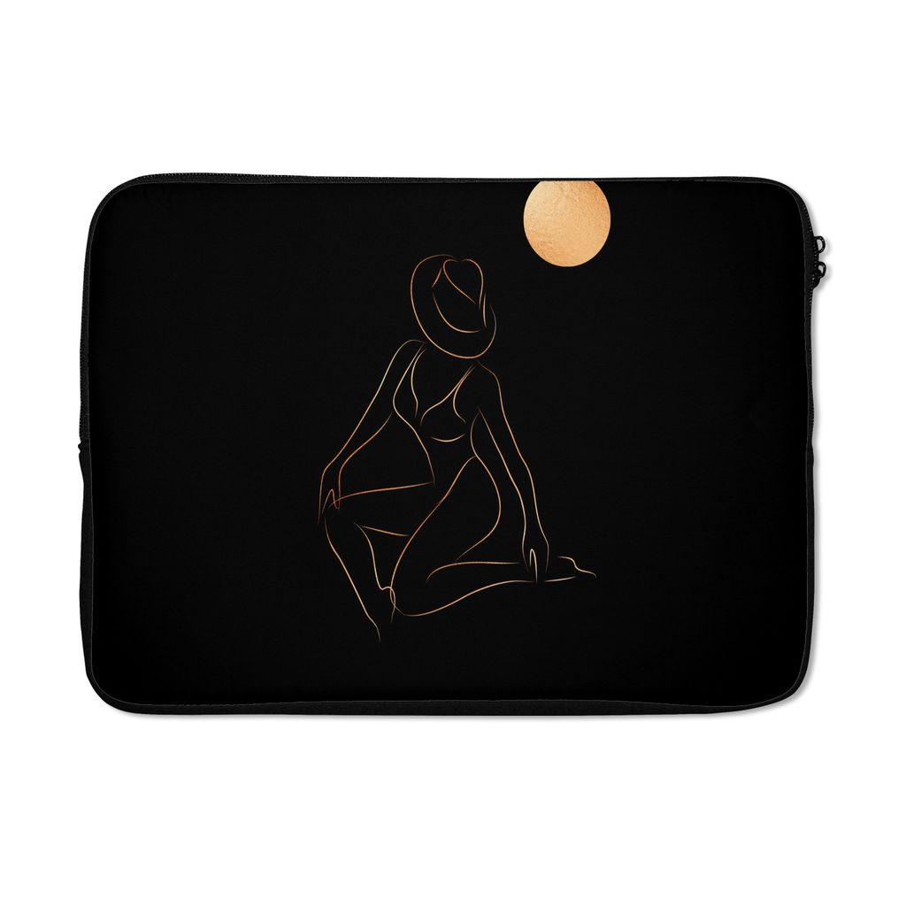 MuchoWow Laptop Hülle 14 ZollFrau - Hut - Mond - Strichzeichnung Laptoptasche - Laptoptasche - Stoßsicher - Schutzhaube