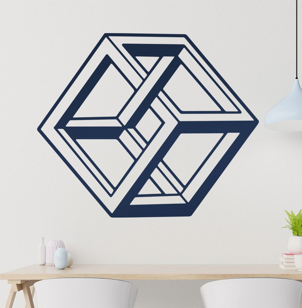 KIWISTAR Optische Täuschung Illusion - Würfel Wandtattoo in 6 Größen - Wandaufkleber Wall Sticker - Dekoration, Küche, Wohnzimmer, Schlafzimme...