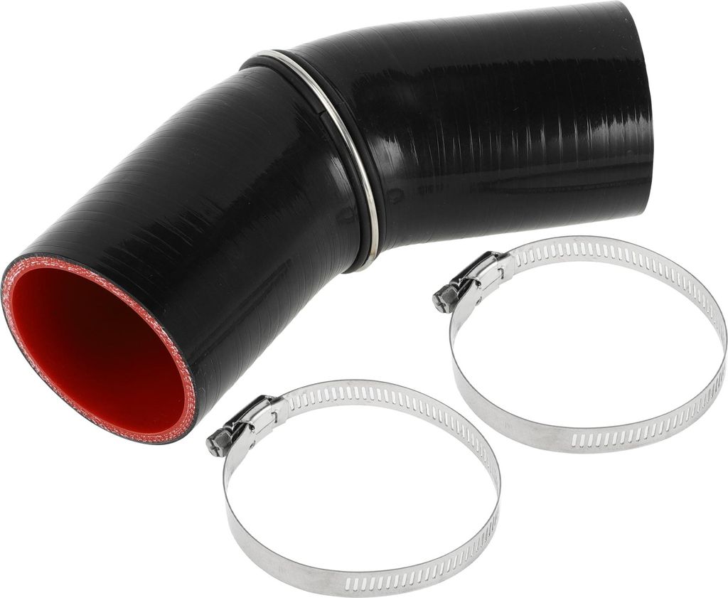 1 Satz 65mm/2,56" ID 102mm/4,02" Länge 45 Grad Schwarz Rot Auto Silikonschlauch mit Schellen Kühlmittelschlauch Universal